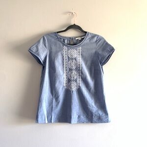 Boden Embroidered Chambray Top US Sz 6